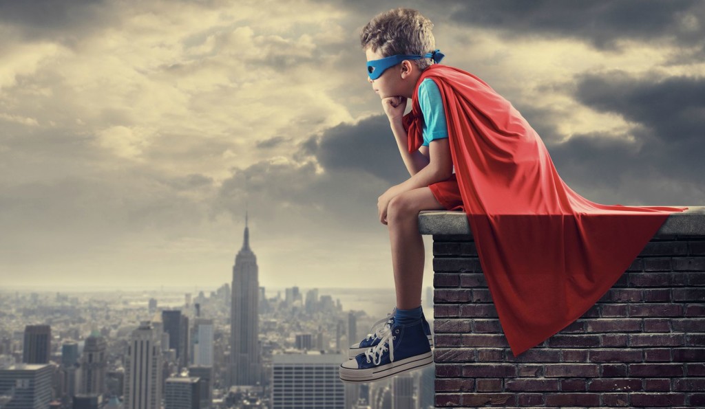 A young boy dreams of becoming a superhero.