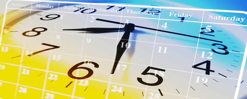 Close Up of Composite of Clock and Calendar